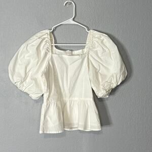 Rachel Parcell Puff Sleeve Peplum Top Women’s Blouse Size 0